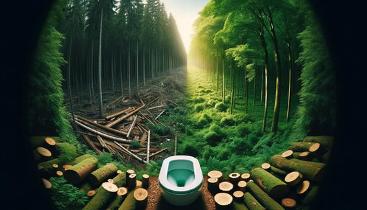 contrast between deforestation and lush forest