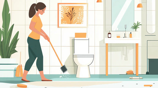 woman cleaning bathroom