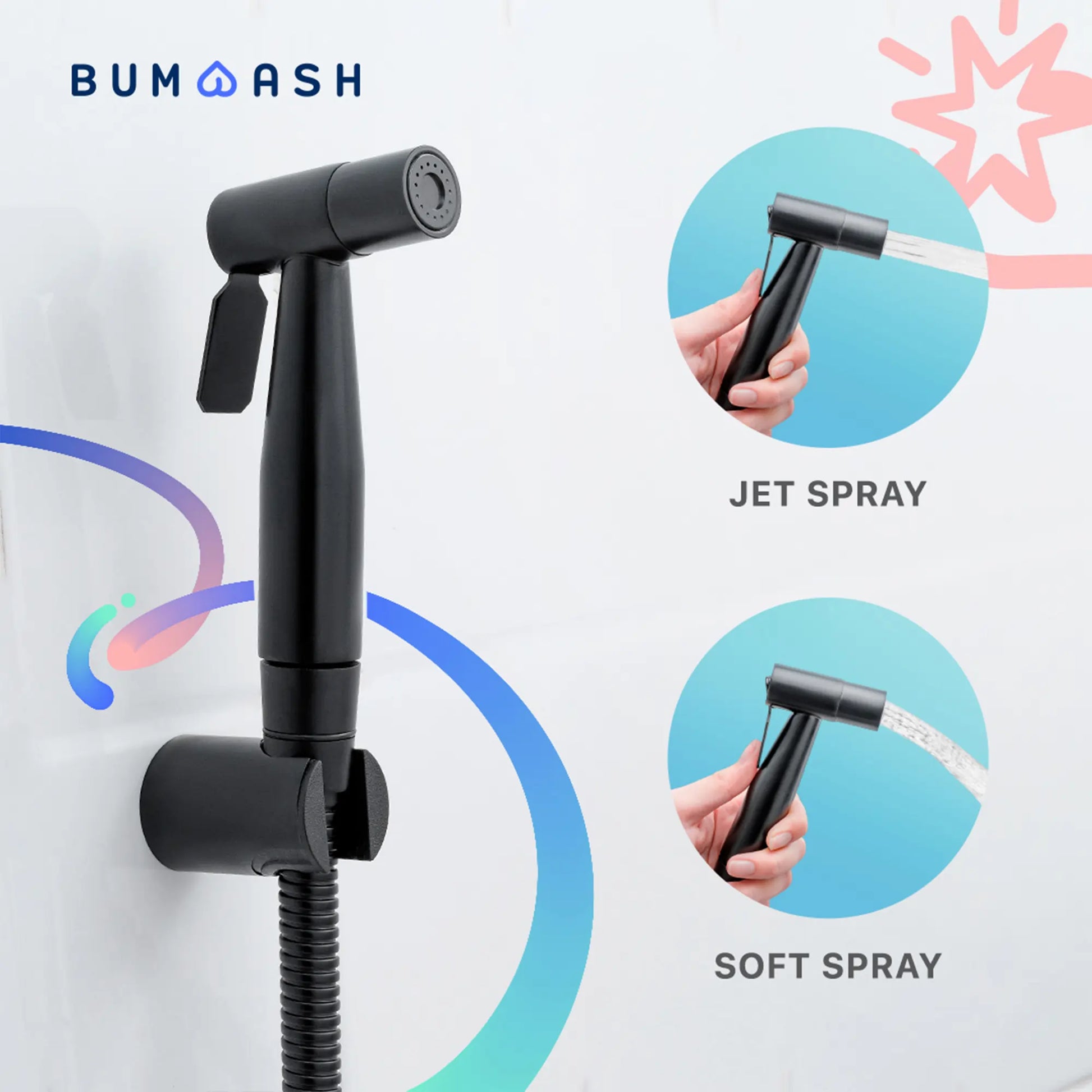 Bumwash Black Stainless Steel Bidet Set