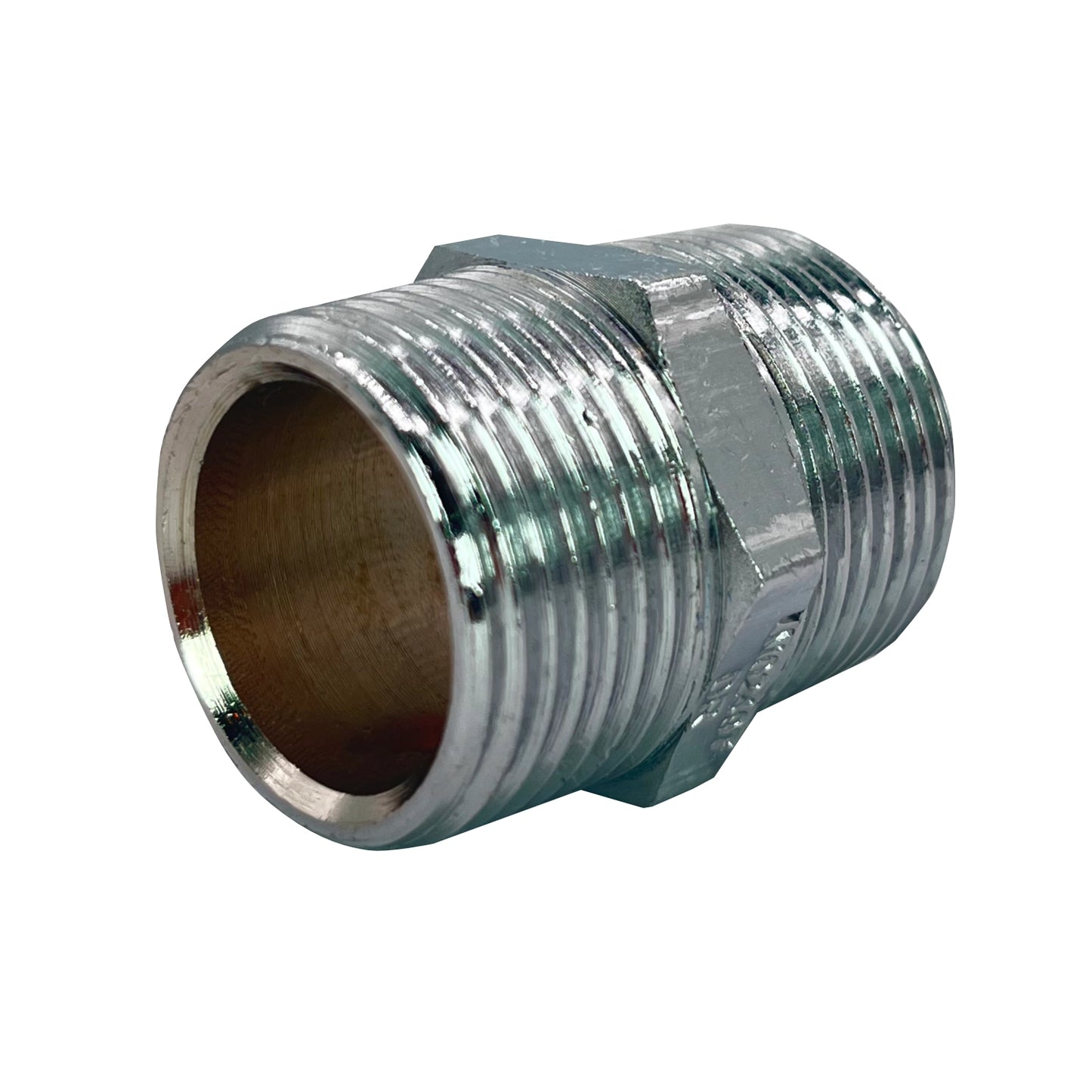 1/2" 15mm Chrome Brass Threaded Hexagon Nipple